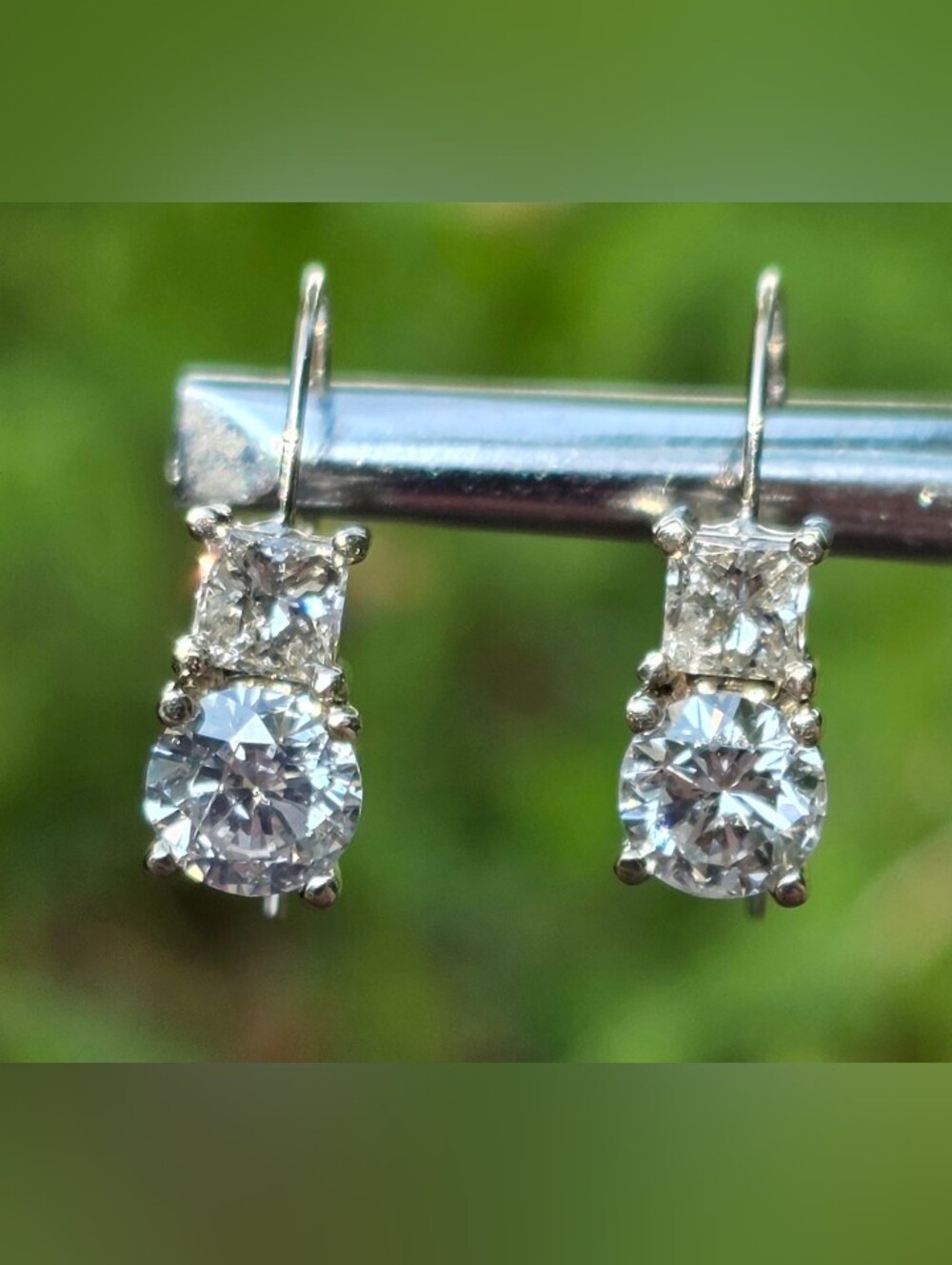 Custom Made 14 Carat White Gold Natural Diamond Earrings.